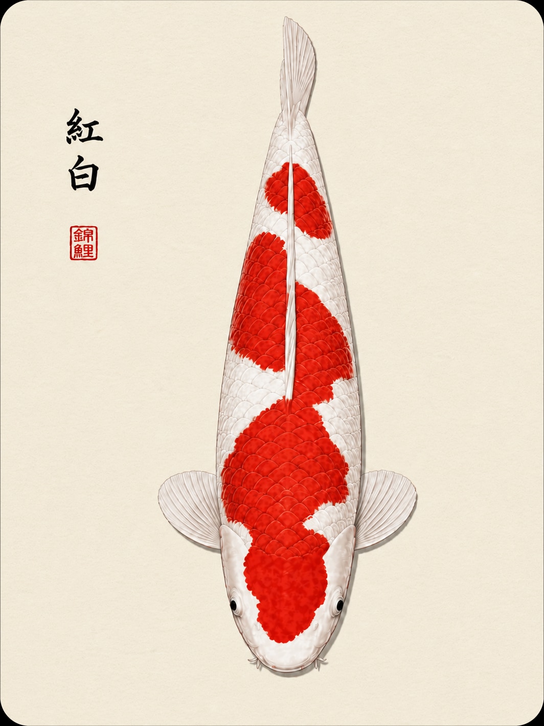 Kohaku koi variety illustration