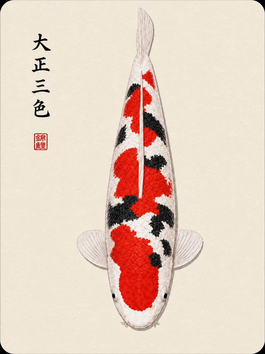 Taisho Sanke koi variety illustration